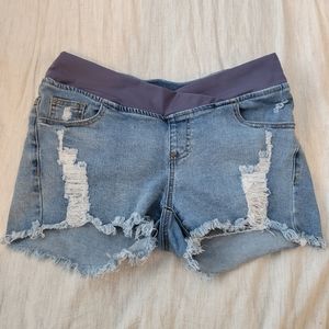 Maternity Distressed Denim Shorts